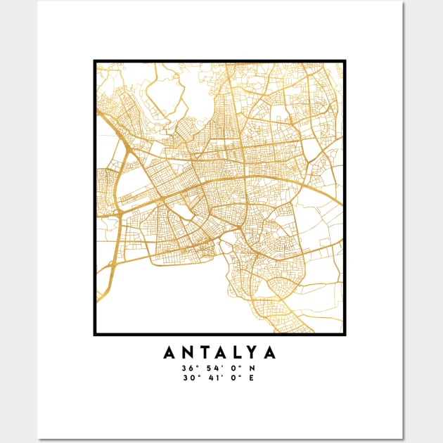 ANTALYA TURKEY CITY STREET MAP ART Wall Art by deificusArt